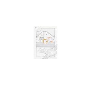 Interbaby 01229-18 Cape de Bain Con Capuche Animalitos Blanc/Gris