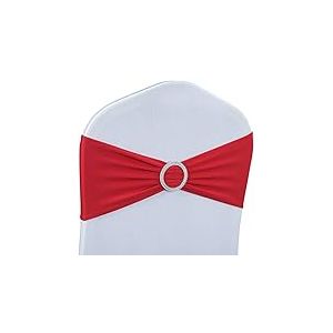 Babenest Nœuds de Chaise en élasthanne Extensible de qualité supérieure avec Boucle coulissante pour décoration de Mariage, cérémonie, réception, Banquet (Rouge, 100)
