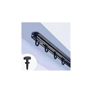 TIPIACE Tringle &agrave; rideaux t&eacute;lescopique sans mesure pour bureau, salon et s&eacute;parateur de pi&egrave;ce (noir, 0,8 m &agrave; 1,5 m)