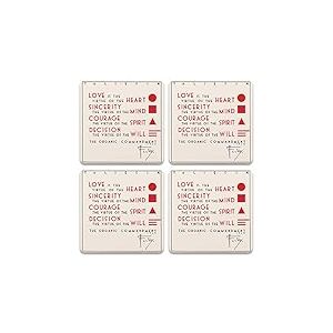 CoasterStone SQ02255 Frank Lloyd Wright Organic Commandment Lot de 4 Dessous de Verre, Pierre, Multicolore