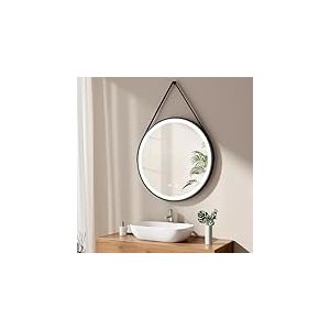 EMKE Miroir de Salle de Bain Rond avec &eacute;clairage, 80 cm, Anti-bu&eacute;e, lumi&egrave;re Blanc Froid &agrave; intensit&eacute; Variable, Fonction m&eacute;moire, Tactile, arr&ecirc;t Automatique Pendant 3 Heures, &eacute;conome en &eacute;nergie