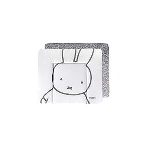 roba Matelas à Langer Nettoyable 85 x 75 cm miffy® - Bords Rehaussés - pour Table à Langer - Sans Phtalate - Motif Lapin - Deux Faces Gris / Blanc