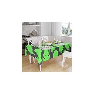 Bonamaison, Anti-moisissure, Séchage Rapide, Résistant aux Taches, Lavable en Machine, 100% Polyester Nappe de Table, Fumée Verte néon, 140 x 160 Cm - Conçu et Fabriqué en Turquie
