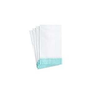 Caspari Guest Towel Linen Border Paper Guest Towel Napkins Blue-15 Per Package, Guest Towel, Robin's Egg Blue 15 Count (7650G)