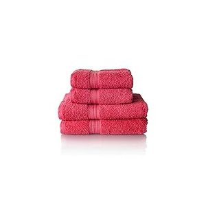 ALCLEAR - Lot de Serviettes &eacute;ponge de qualit&eacute; sup&eacute;rieure, Gamme Disponible en 6 Coloris et 5 Tailles, Coloris : Rouge, 2 Serviettes pour de 70 x 140 cm et 2 draps de Bain de 50 x 100 cm