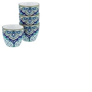 CreaTable, 21893, S&eacute;rie Aladin Petrol, service &agrave; espresso 4 pi&egrave;ces, ensemble en gr&egrave;s, compatible lave-vaisselle et micro-ondes, production de qualit&eacute;.