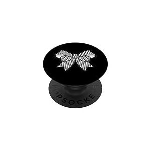 Motif Damier Noir et Blanc avec nœud Coquette pour Fille PopSockets PopGrip Adhésif