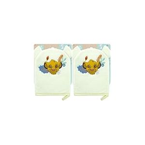 Disney &ndash; Gant De Toilette B&eacute;b&eacute; Simba &ndash;Toilette Enfant Douce - Nettoyage Peau, Visage, Corps - Gant Lavant Brod&eacute; &ndash; Le Roi Lion &ndash; Cadeau Naissance - Lavable, R&eacute;utilisable - Produit Officiel (Lot de 2)