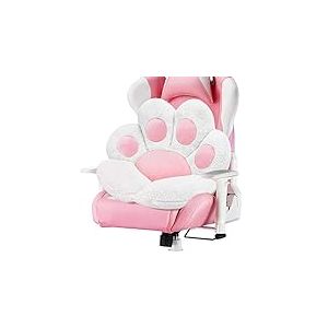 MOONBEEKI Coussin Confortable en Forme de Patte de Chat en Peluche pour Chaise de Gamer, 71,1 x 61 cm, si&egrave;ge Mignon pour Fille, Cadeau pour travailleuse, Salle &agrave; Manger, Chambre &agrave; Coucher, Blanc