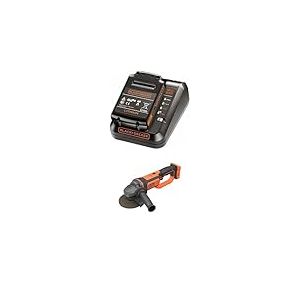Lot BLACK+DECKER : Kit de Démarrage Powerconnect 18V (Batterie 2,0Ah + Chargeur Rapide 2A, BDC2A20-QW) + Meuleuse d’Angle sans Fil 18V (BCG720N-XJ)