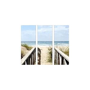 Pro-Art-Bilderpalette gla622c-dt Sky und Sand Tableau triptyque sous Verre Motif Plage 330 x 80 cm