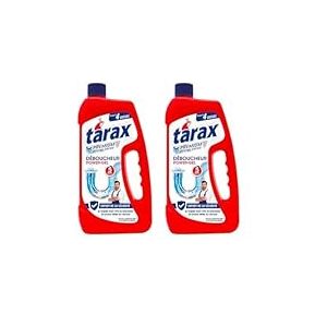 TARAX - Déboucheur Canalisation Power Gel - Élimine Tous Types de Bouchons - Action Chrono 5 Minutes - Flacon Avec Jauge Pratique - Rapide & Efficace - Jusqu'à 4 Doses de Gel - 1 Litre (Lot de 2)