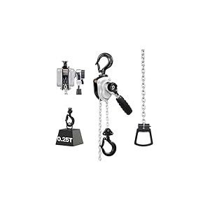 VEVOR Palan &agrave; Cha&icirc;ne &agrave; Levier Manuel, Charge 0,25 t, avec Cha&icirc;ne en Acier Alli&eacute; G80 1,5 m, Frein M&eacute;canique &agrave; Double Cliquet, Crochets Rotatifs 360&deg;, pour Entrep&ocirc;ts, Chantiers de Construction, Garages