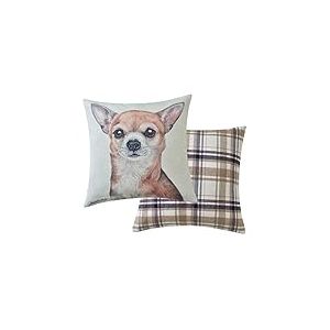 Maturi Coussin de siège rempli avec Image Aquarelle de Chien Chihuahua, Coussin de Chaise, canapé – 43 x 43 cm