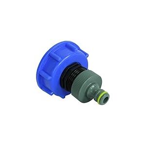 GASMIS Raccord femelle S60x6 avec Nez de Robinet Raccord Rapide 1", pour Cuve IBC Récupération d'Eau de Pluie 1000 Litres, Bleu, 1 Pièce