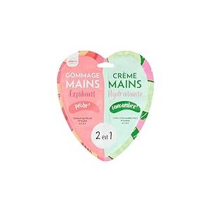 Feel Natural - Duo Gommage - Cr&egrave;me Hydratante Mains - Exfoliant - Nettoyant - Purifiant - Soin Intensif Complet Peau - P&ecirc;che et Concombre - 300 grs