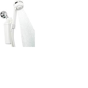 Aquasana Système de filtre à eau de douche avec baguette portative – Filtre plus de 90% du chlore – Support de filtration au carbone et KDF – Adoucit la peau et les cheveux de l'eau dure – AQ-4105-E