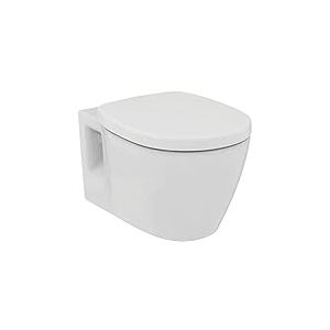 Ideal Standard &ndash; Connect Pack WC suspendu, Design arrondi, WC avec rebord &eacute;maill&eacute;, Abattant frein de chute, finition blanc brillant