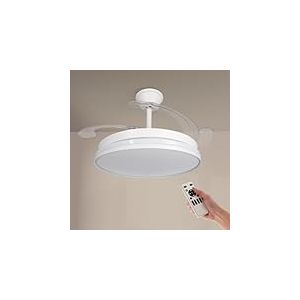 mimotec M Ventilateur de plafond Cami Star LED blanc ø107 cm, télécommande, moteur DC, 6 vitesses, silencieux, pales rétractables, fonction été-hiver, minuterie, CCT