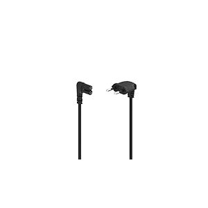 Hama Câble d'alimentation Bipolaire coudé 90° des 2 cotés, 3m, Prise Euro Type C vers Prise Femelle en 8 C7, Cordon éléctrique Audio, vidéo, Radio, Sonos Play Noir