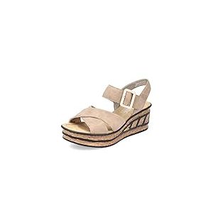 Rieker Femme Sandales 68163, Dame Sandales &agrave; Plateforme,Sandale &agrave; Plateforme,Chaussure d'&eacute;t&eacute;,Semelle &eacute;paisse,Beige (Beige / 62),36 EU / 3.5 UK