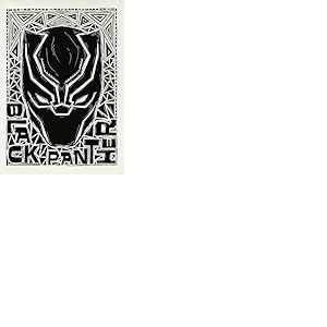 Komar Peinture murale Marvel Black Panther Lino-Cut Helmet - Taille 50 x 70 cm - Poster pour chambre d'enfant - Décoration - Roulé sans cadre