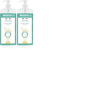 WYRITOL - Cr&egrave;me Hydroalcoolique D&eacute;sinfectante pour les Mains - Bact&eacute;ricide et virucide - Formule naturelle &agrave; base d'huiles v&eacute;g&eacute;tales- Parfum Mono&iuml;/Jasmin - 500ml - Fabrication fran&ccedil;aise (Lot de 2)