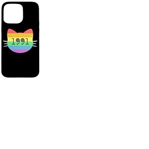 Chat né en 1991 Ans Anniversaire Maman de chat Papa de chat Coque pour iPhone 15 Pro Max