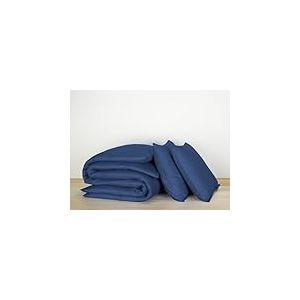 Parure Linge de lit Olivia Blue Indigo - Set Housse de Couette 200x200 cm + 2 taies d'oreiller 60x70 cm