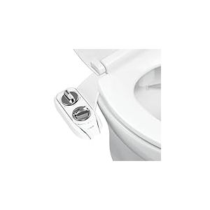 Luxe Bidet NEO 185 Plus – Fixation mécanique pour siège de toilette avec charnières EZ-Lift innovantes, double buse et mode autonettoyant à 360° (Chrome)