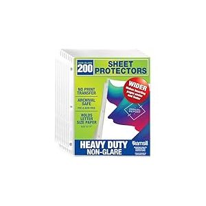 Samsill Lot de 200 pochettes plastifi&eacute;es r&eacute;sistantes anti-reflets pour feuilles de papier, 3 trous, en plastique renforc&eacute;, id&eacute;al pour les feuilles de 21,9 x 27,9 cm