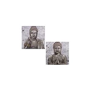 DRW Lot de 2 tableaux sur toile en bois carré avec un Bouddha multicolore 60 x 3 x 60 cm