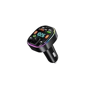 GlasFlength Transmetteur FM Bluetooth Voiture, Allume Cigare Bluetooth Adaptateur Bluetooth Voiture Type-C PD 20W & QC 3.0 Chargeur Rapide de Voiture Appels Mains Libres MP3 Support U Disk