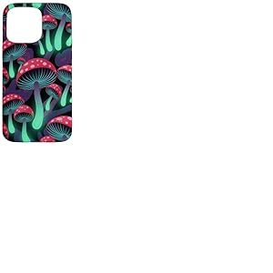 Motif champignons magiques psychédéliques noirs esthétiques Coque pour iPhone 15 Pro Max