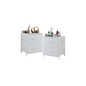 DUMOS Lot de 2 Tables de Chevet en Tissu - Armoire &eacute;troite - Commode de Chambre &agrave; Coucher - Style Industriel - pour Salon, Chambre d'enfant, Couloir