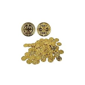 Beistle 53343 Lot de 200 pi&egrave;ces de monnaie en plastique Dor&eacute; 3,8 cm