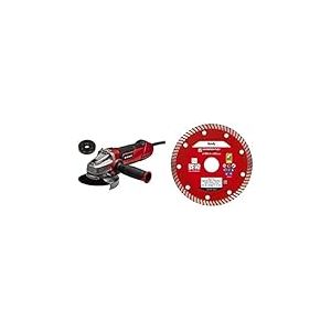 Einhell Meuleuse d'angle TE-AG 125/1010 CE Q (1 010 W, écrou à fixation rapide, réglage électronique de la vitesse, tête métallique plate, capot de protection) + Disque de coupe diamant