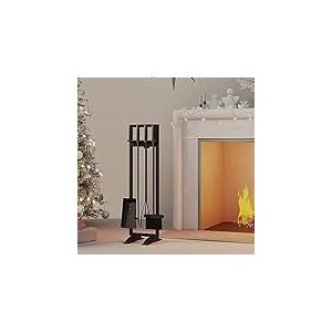 Fire Beauty Ensemble d'outils de chemin&eacute;e 5 pi&egrave;ces Accessoires de chemin&eacute;e Support pour po&ecirc;le &agrave; Bois Poign&eacute;e en Fer forg&eacute; Support de chemin&eacute;e d'int&eacute;rieur
