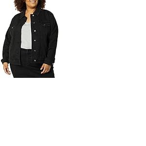 Amazon Essentials Veste en Jean Coupe Classique (Disponible en Grande Taille) Femme, D&eacute;lav&eacute; Noir, XS