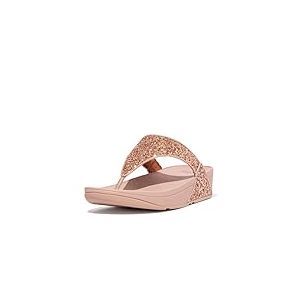 Fitflop Femme Lulu Glitter Toe-Thongs Sandale cale, Rose Gold, 36 EU