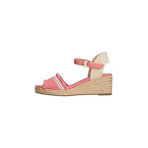 Tommy Hilfiger Espadrilles Compensées Femme Fringe Canvas à Talon Compensé, Rouge (Washed Cherry), 36