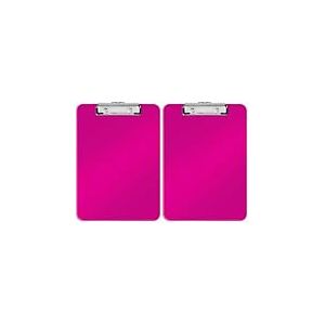 Leitz &ndash; Porte-bloc A4, Capacit&eacute; 75 Feuilles, Clip M&eacute;tallique Solide, Crochet de Suspension, Polystyr&egrave;ne, Rose WOW, 39710023 (Lot de 2)