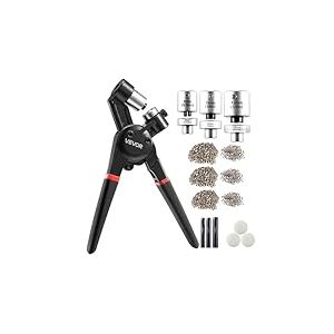 VEVOR Kit outils pour œillets, 900 pcs, kit œillets métalliques de 8 mm, 10 mm et 12 mm, avec pince à œillets manuelle, perforatrice et bloc, pour cuir, bâche, chaussures, artisanat, tissu, ceinture