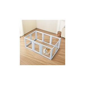 VEVOR Parc de Mise Bas pour Chien, 193 x 124,5 x 76,5 cm, Caisse de Mise Bas pour Chiots, avec Fen&ecirc;tres Transparentes et Serrure, Cadre en Bleu, Kit de Naissance Durable pour Chiens de Grande Taille