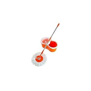 Imusa USA MOP-09215 Balai serpillère en Microfibre Facile à rincer avec Seau et poignée en métal, Plastique, Orange