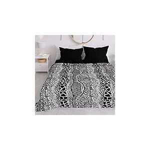 PETTI Artigiani Italiani - Couvre-Lit 220x250 cm Microfibre, Printemps Été, Parure de Lit Légère Double, Draps Une Personne Et Demie, Blanc Noir, 100% Fabriqué en Italie