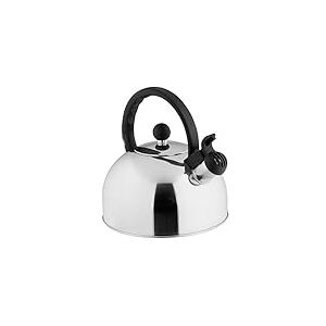 axentia Bouilloire à flûte en acier inoxydable, bouilloire avec fond sandwich à conduction rapide, bouilloire à thé avec sifflement classique, volume : env. 2,5 litres