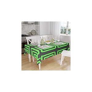 Bonamaison, Anti-moisissure, Séchage Rapide, Résistant aux Taches, Lavable en Machine, 100% Polyester Nappe de Table, Fumée Verte néon, 140 x 160 Cm - Conçu et Fabriqué en Turquie