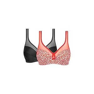 DIM Soutien-Gorge Femme Avec Armatures Generous Classique Maintien Parfait x2, Retro Daisy/Noir, 90B