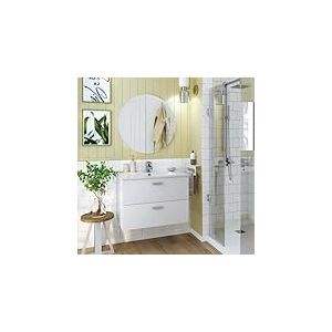 Dmora - Meuble sous lavabo Denison, Armoire de Toilette, Récipient pour lavabo, Meuble d'évier, 70x45 h50 cm, Blanc Brillant